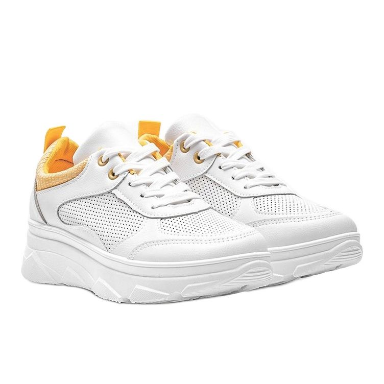 Fehér cipők vastag talppal, Joyce kígyóbőr mintával 2