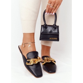 PS1 Fekete Call On Me papucs felsőrésszel és lánccal aranysárga 1 PS1 Fekete Call On Me papucs felsőrésszel és lánccal aranysárga 1