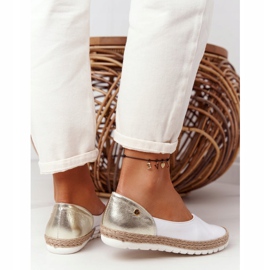 Bőr Maciejka 05056-11 fehér és arany balerinák aranysárga 1