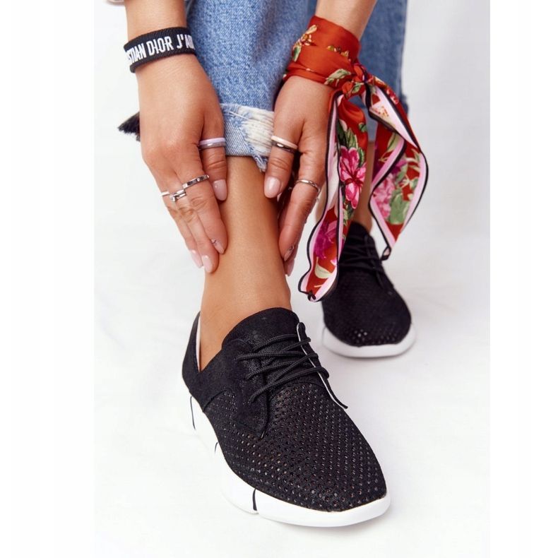 EVE Női fekete bőr sportcipő napi kirándulás 1