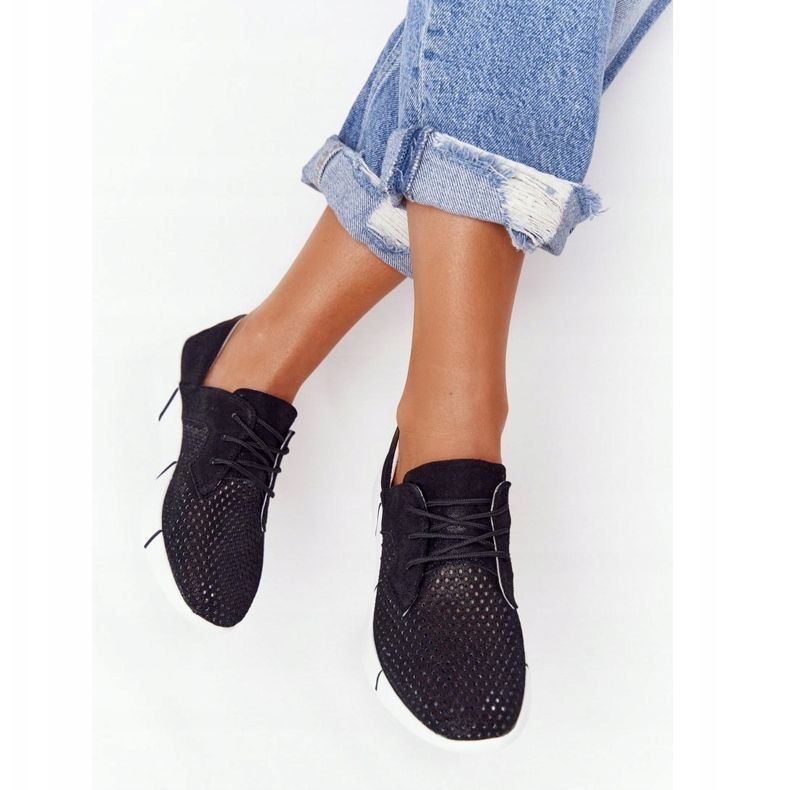 EVE Női fekete bőr sportcipő napi kirándulás 2