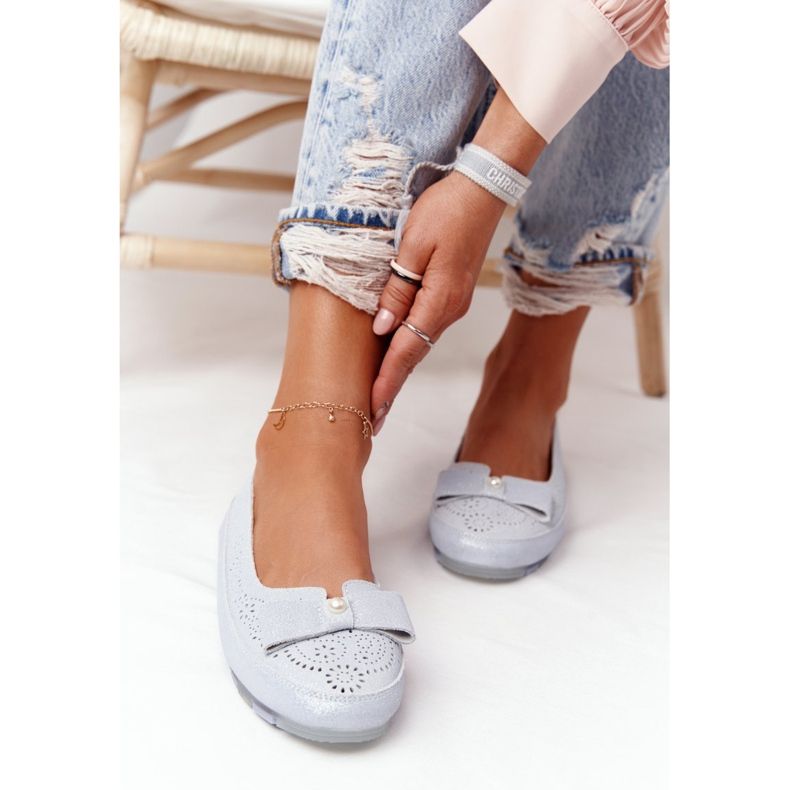 Rio Flore Bőr környezetbarát kék balerinák 1