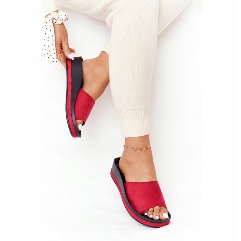 Papucs On Wedge Vinceza 21-17113 Piros fekete 1