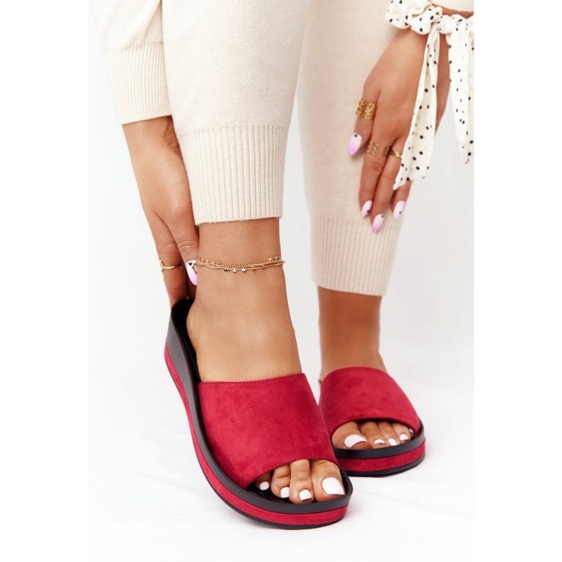 Papucs On Wedge Vinceza 21-17113 Piros fekete 2