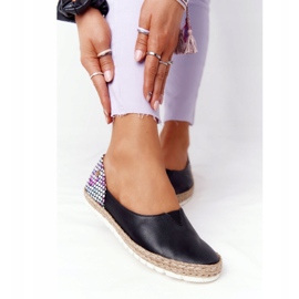 Maciejka 05056-01 Fekete bőr balerinák sokszínű 2