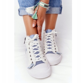 Női magasszárú cipők Big Star HH274160 Fehér kék 2