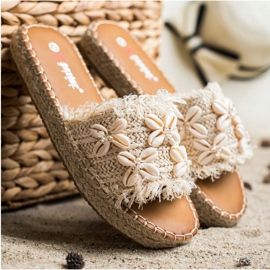 Seastar Espadrilles, fonott papucs kagylóval bézs 1