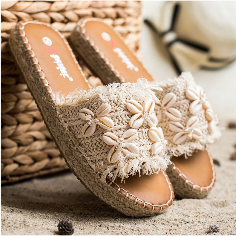 Seastar Espadrilles, fonott papucs kagylóval bézs 1