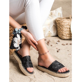 Seastar Espadrilles papucs egy szalma platformon fekete 1 Seastar Espadrilles papucs egy szalma platformon fekete 1