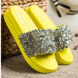 Seastar Divatos kristály papucs ezüst sárga 2