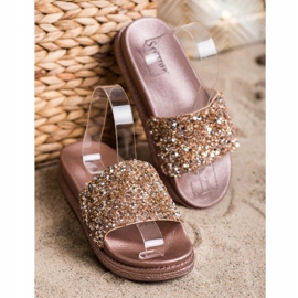 Seastar Divatos papucs a platformon barna aranysárga 2