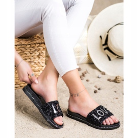 SHELOVET Love platform papucs fekete 1