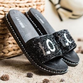 SHELOVET Love platform papucs fekete 2