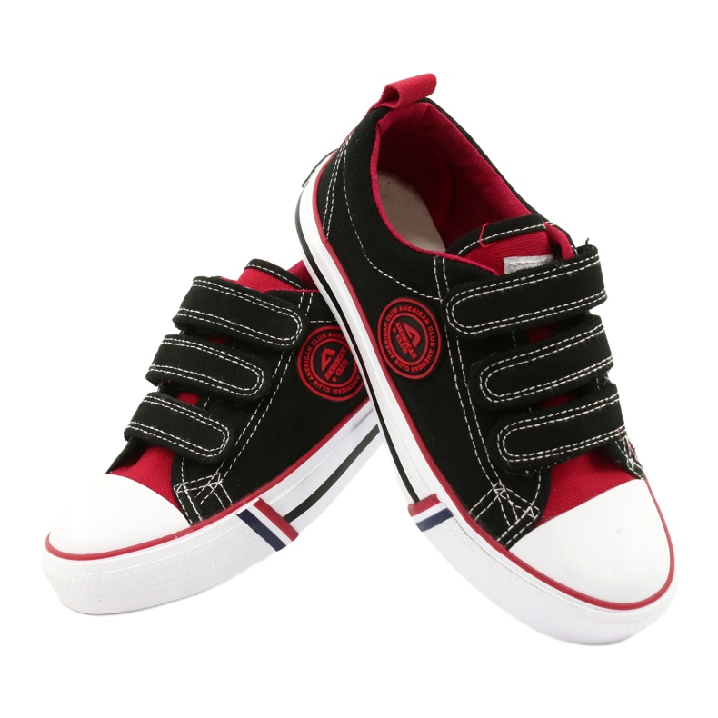 Amerikai gyermekcipők tépőzárral American Club LH61 Black-Red fekete piros 3