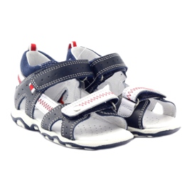 Bőrszandál tépőzáras 81824 Navy/Red Bartek kék 4