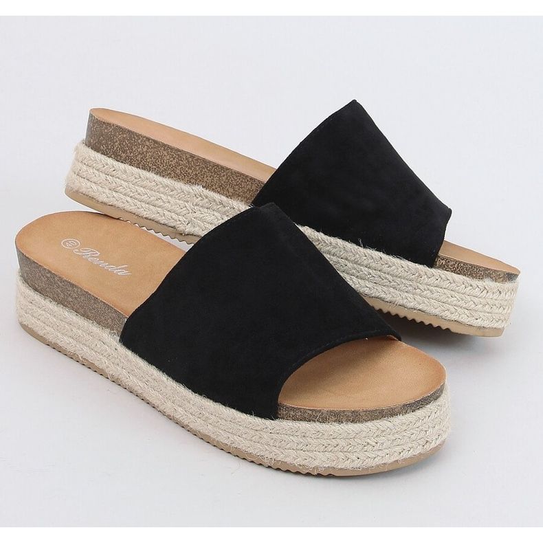 Fekete espadrilles papucs 10-215 Fekete 1
