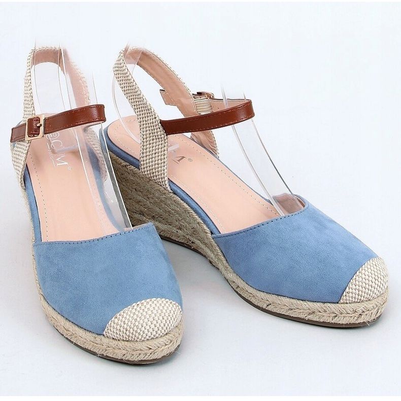 Kék Espadrilles ékeken, kék 77-206 Kék bézs barna 1