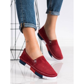ARTIKER Bőr Slipons A Platformon piros 1