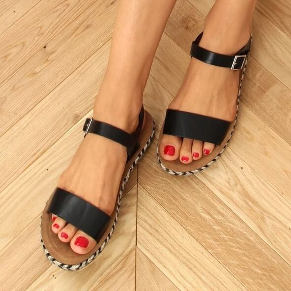 TH005 Fekete espadrilles szandál 1