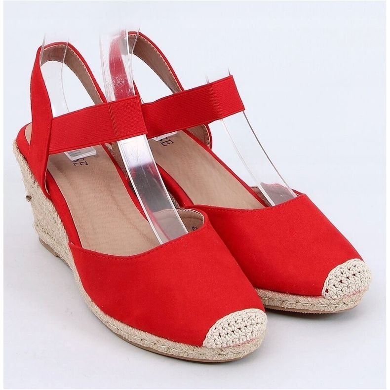 Piros Espadrilles ékeken, piros 9R50 Red 1