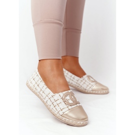 EVE Elegáns női arany espadrilles Be My Love bézs 2