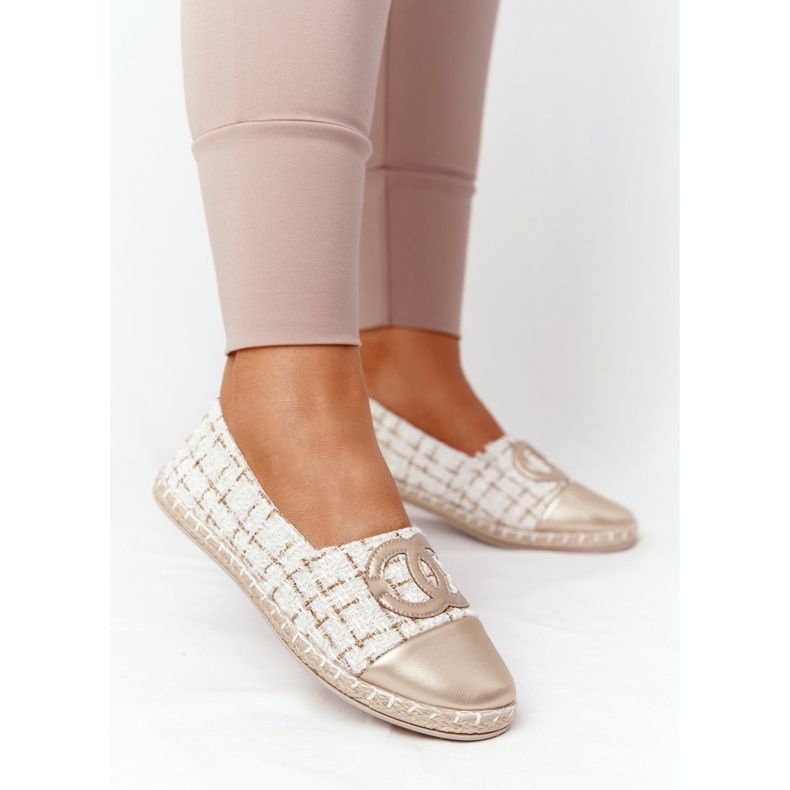 EVE Elegáns női arany espadrilles Be My Love bézs 2