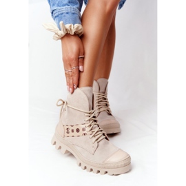 Lewski Shoes Velúr csizma Workery Lewski Cipő 2942-0 Light Beż bézs 2