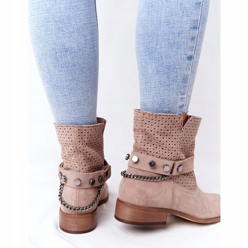 Lewski Shoes Áttört rugós csizma Lewski cipő 2905-0 Bézs 1