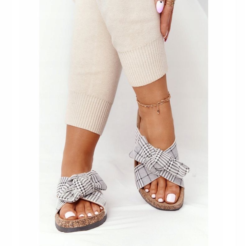 Papucs a parafa talp Vinceza 20-30105 Grey Check szürke 2 Papucs a parafa talp Vinceza 20-30105 Grey Check szürke 2