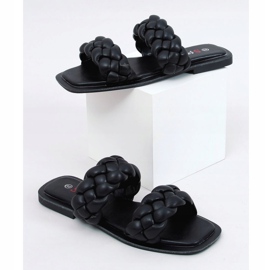 Fekete JH200 Fekete papucs fonott csíkokkal 1