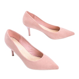 Rózsaszín szivattyúk tűsarkú Anissa öko-velúrból 2