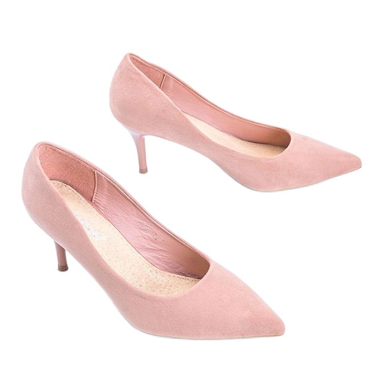 Rózsaszín szivattyúk tűsarkú Anissa öko-velúrból 2