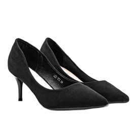 Fekete szivattyú tűsarkú Anissa öko-velúrból 1