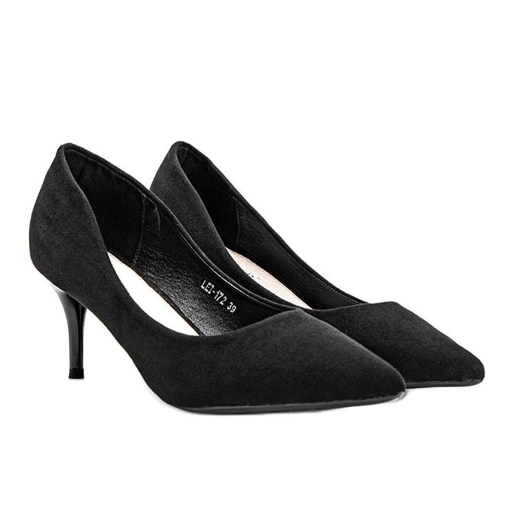 Fekete szivattyú tűsarkú Anissa öko-velúrból 1