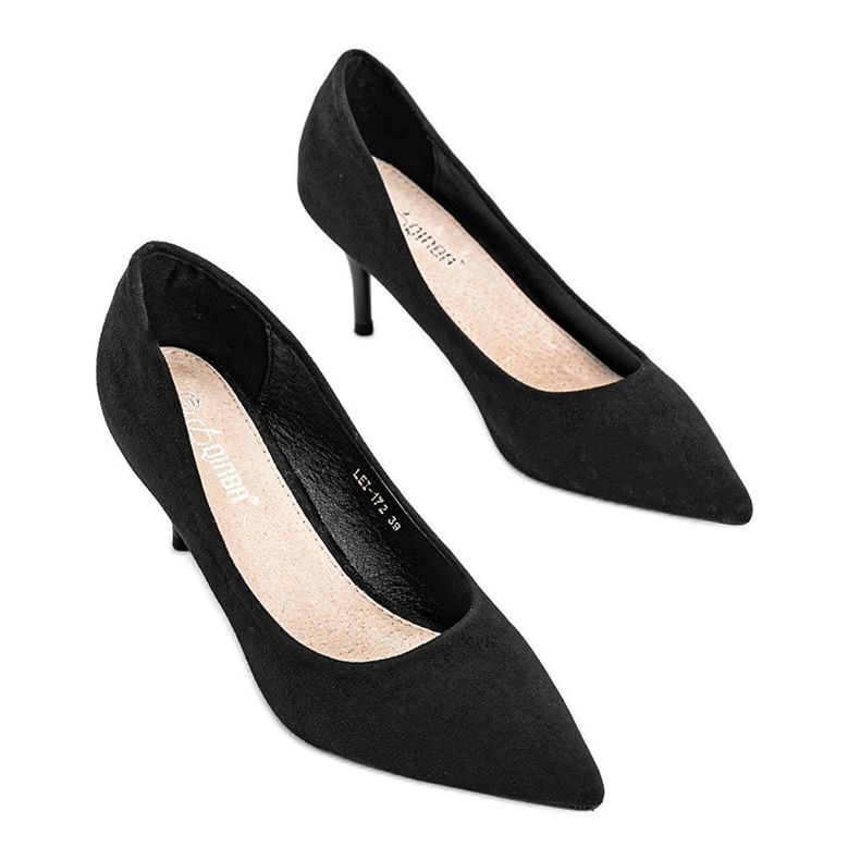 Fekete szivattyú tűsarkú Anissa öko-velúrból 2