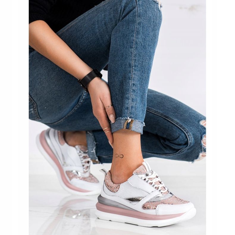 ARTIKER Fehér és rózsaszín bőr cipők 2