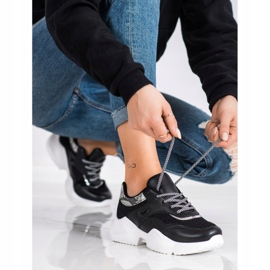 SHELOVET Fekete Snake Print Cipők 2