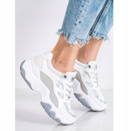 SHELOVET Divat fűzős cipők fehér szürke 1