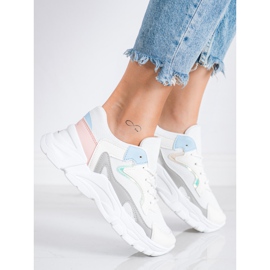 SHELOVET Stílusos cipők a platformon fehér kék rózsaszín szürke 1