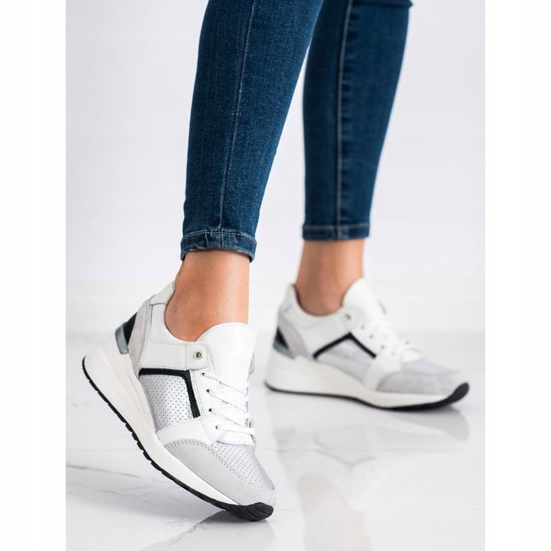 Goodin Fehér és ezüst bőr cipők fekete szürke 1