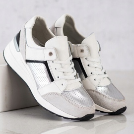 Goodin Fehér és ezüst bőr cipők fekete szürke 2