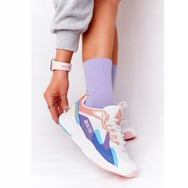 Női sportcipő Memory Foam Big Star HH274809 Fehér-rózsaszín ibolya kék 1