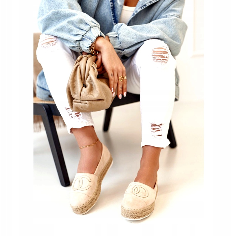 PS1 Női espadrillák szalmaszálon Bézs Febi 5