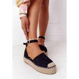 MSMG Espadrilles On The Straw Platform Fekete Balin 1