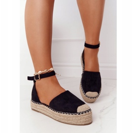 MSMG Espadrilles On The Straw Platform Fekete Balin 2