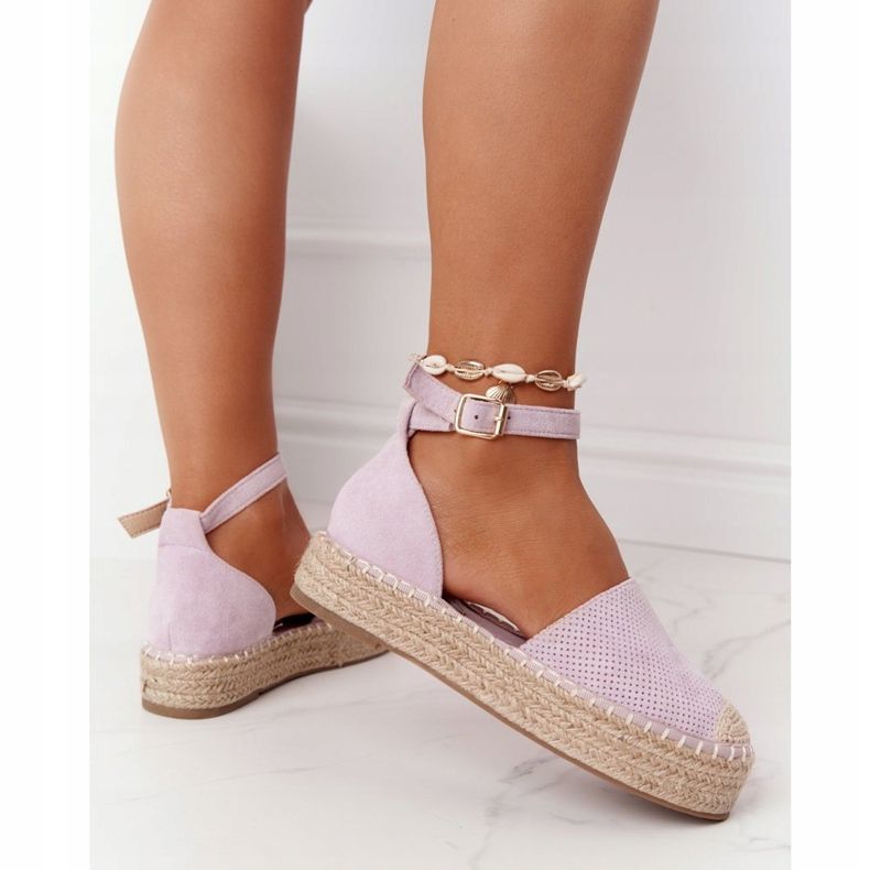 MSMG Espadrilles On The Straw Platform Violet Bali ibolya 1