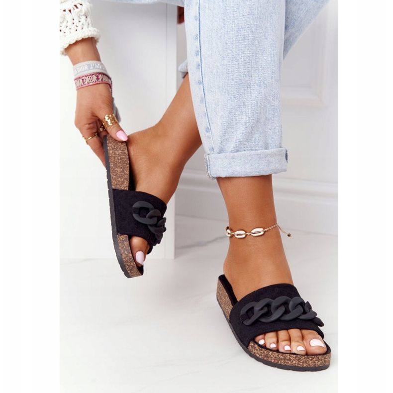 MSMG Fekete Makayla velúr papucs a parafa talpon 1