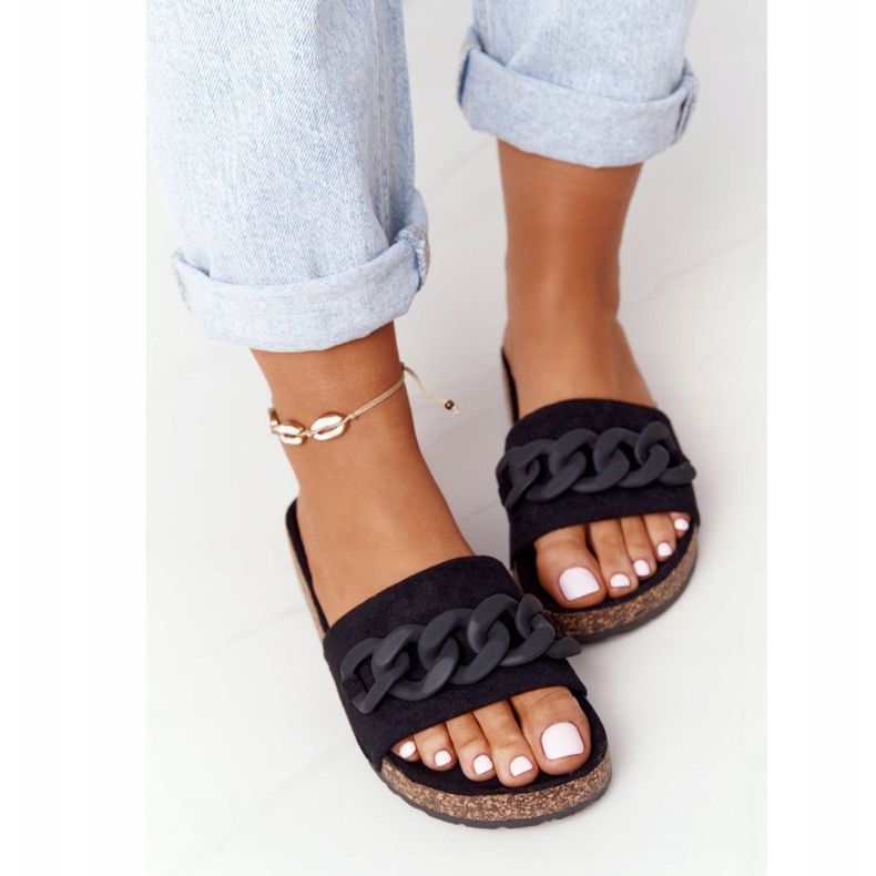 MSMG Fekete Makayla velúr papucs a parafa talpon 2