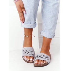 MSMG Szürke Makayla Velúr papucs parafa talpon 2