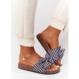 MSMG Papucs parafa talpán, Amara kockás íjjal fehér fekete 2